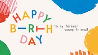 Birthday greeting blog banner template, colorful typography vector