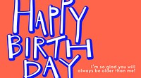 Birthday greeting blog banner template, colorful typography vector