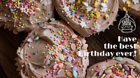 Birthday cupcakes blog banner template, food photo vector