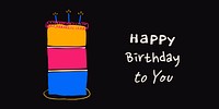 Birthday cake Twitter post template, cute doodle vector