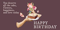 Vintage flower Twitter post template, birthday greeting card vector