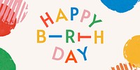 Birthday greeting Twitter post template, colorful typography vector