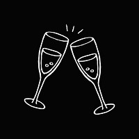 Clinking wine glasses sticker, celebration  psd