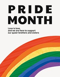 Pride month rainbow flyer template, LGBTQ community support campaign vector