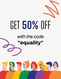 Gay pride sale flyer template, shopping ad campaign vector