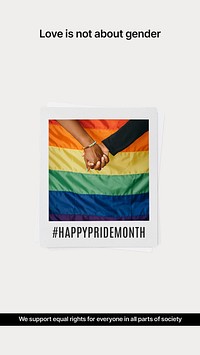 Gay pride Instagram story template, love is not about gender quote vector