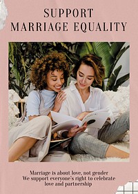 Support marriage equality poster template, Pride Month celebration psd