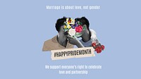 Happy Pride Month presentation template, aesthetic gay couple collage vector