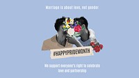 Happy Pride Month presentation template, aesthetic gay couple collage psd