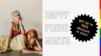 Pride month sale presentation template, drag queens photo vector