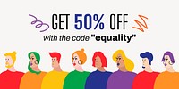 LGBTQ sale Twitter post template, Pride Month shopping campaign vector