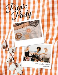 Picnic event flyer template, editable text vector