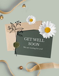 Get well flyer template, editable text vector