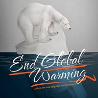 Global warming  Instagram post template, editable text vector