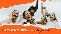 Inspirational sports blog banner template, athletes cheering image vector