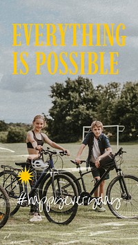 Summer aesthetic Instagram story template, everything is possible quote vector