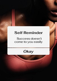 Self reminder poster template, sports quote vector