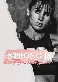 Strong is beautiful poster template, sports aesthetic design vector