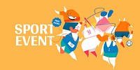 Sport event Twitter post template, cute athlete illustration vector