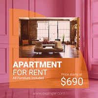 Apartment rental Instagram post template, editable ad design vector