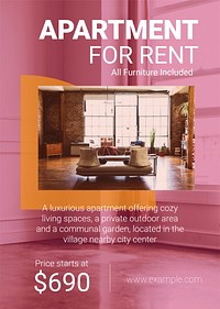 Apartment rental editable poster template design psd