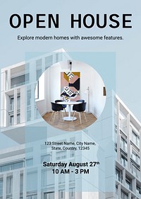 Open house editable poster template design psd