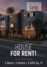 Rent house editable poster template design psd