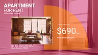 Apartment rental Powerpoint presentation template, editable advertisement  psd