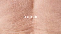 Real filter banner template, old, wrinkled skin photo vector
