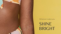 Summer vibes banner template, bikini woman closeup photo vector