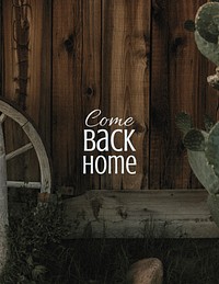 Cactus aesthetic flyer template, come back home quote psd