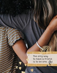 Friendship aesthetic flyer template, girls hugging photo psd