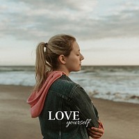 Love yourself Instagram post template, self-love aesthetic vector