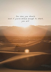 Dessert sunset poster template, motivational quote psd