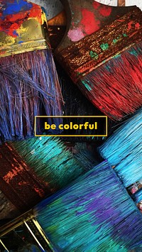 Art aesthetic Instagram story template, be colorful text vector