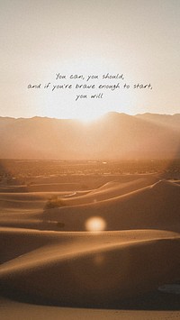 Dessert sunset mobile wallpaper template, motivational quote vector