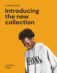 Men's apparel flyer template, yellow design psd