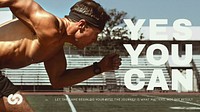 Sports motivation presentation editable template, yes you can text vector