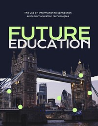 Future education flyer editable template, London's Tower Bridge photo vector