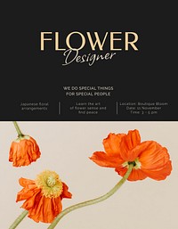 Flower designer flyer editable template,  event advertisement psd