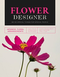 Aesthetic flower flyer editable template,  event advertisement psd