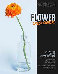Flower designer flyer editable template,  event advertisement vector