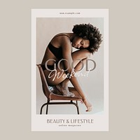 Beauty, lifestyle Instagram post template, online magazine ad vector