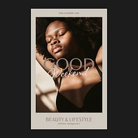Beauty, lifestyle Instagram post template, online magazine ad vector