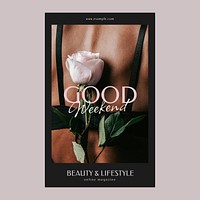 Rose aesthetic Instagram post template, feminine, beauty design vector