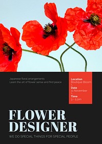 Aesthetic flower poster editable template,  event advertisement psd