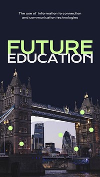 Future education Instagram story template, London's Tower Bridge photo vector