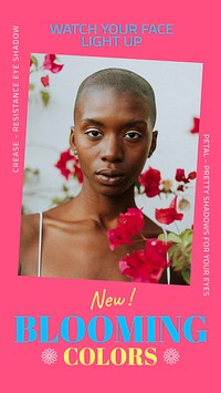 Hot pink Instagram story template, Spring aesthetic vector