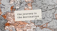 Travel map computer wallpaper, editable quote vector