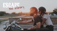 Travel YouTube thumbnails template,  biker couple design vector